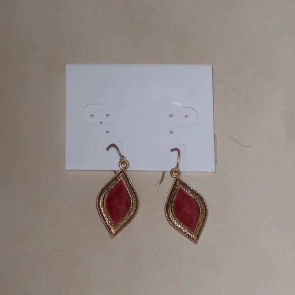 Vintage amber with gold trim pierced earrings - Picture 4 of 5